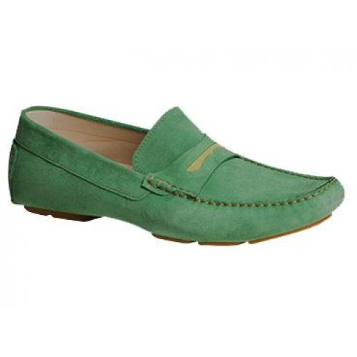 Bacco Bucci "Elio" Green Genuine Colorful English Suede Loafer Shoes
